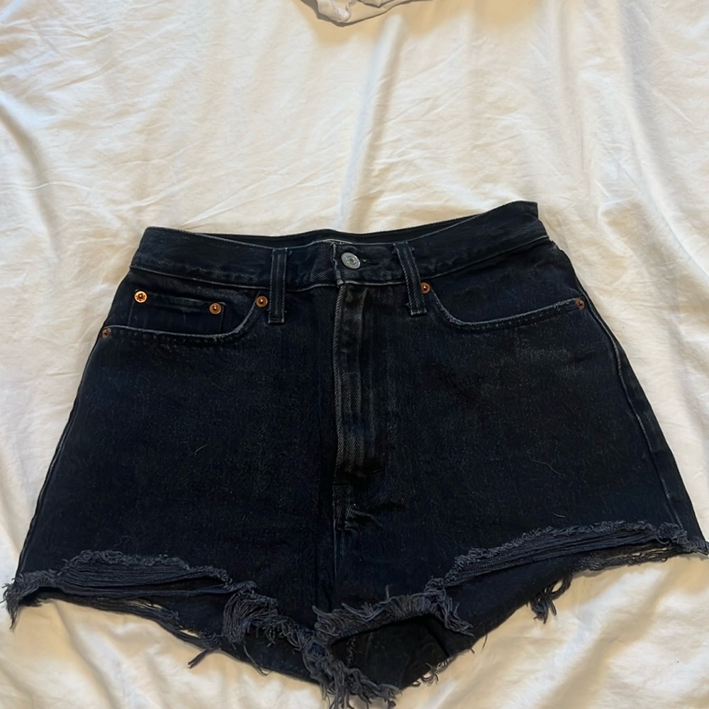 Abercrombie & Fitch black denim shorts